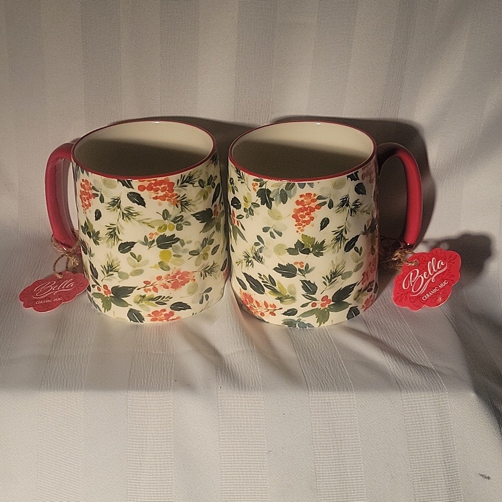 New 10SS Artisan Collection Floral Ceramic Mugs